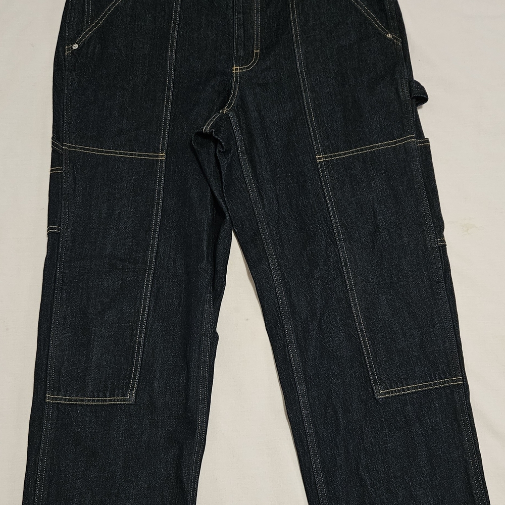 Free Assembly Dark Indigo Utility Straight Leg Jeans Size L, NWT - Picture 3 of 14